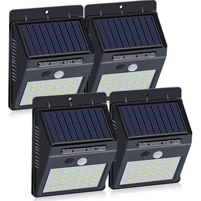 Set 4 lampi solare de perete cu senzor de miscare si lumina cu 30 leduri foto