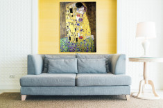 Reproducerea picturii Gustav Klimt Sarutul textura pictata manual 130x180cm foto