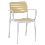 Cumpara ieftin Scaun plastic alb bej Kardos 56,5x53x81 cm