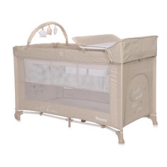 Patut Pliabil Lorelli Noemi Plus cu 2 Nivele si Accesorii, Colectia 2022 Fog Beige Star foto