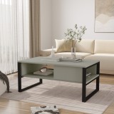 Masa de cafea Laukaa 100x60x44,5 cm verde-gri cu 2 rafturi, [en.casa]