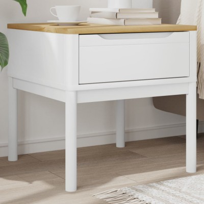 vidaXL Măsuță de veioză FLORO alb 55x55x54 cm lemn masiv pin 374027 foto