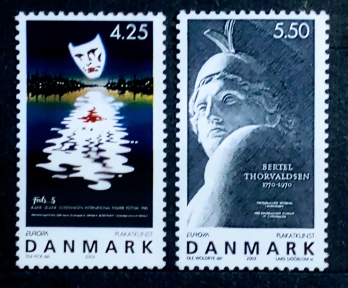 Danemarca 2003 Europa Cept , muzica ,grafica, Museu 2v serie nestampilata