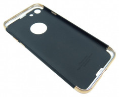 Husa tip capac spate iPaky negru + electroplacare aurie pentru Apple iPhone 7/8 foto