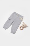 Cumpara ieftin Pantaloni cu buzunare laterale, Two thread, 100%bumbac organic - Gri, BabyCosy (Marime: 3-6 Luni)