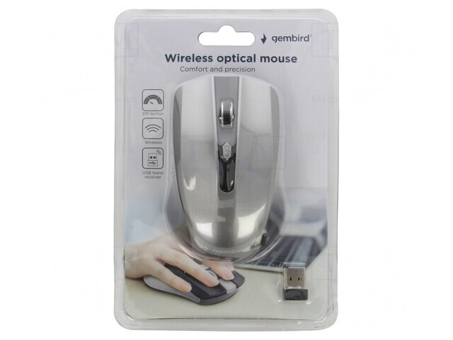 Mouse Optic Wireless USB, Gri, 10m