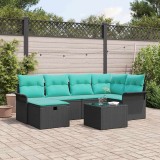 vidaXL Set de canapele pentru grădină cu pernă 7 pcs Negru Rattan poli 3360227