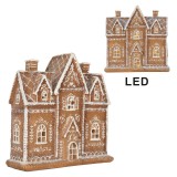 Cumpara ieftin Casuta Turta Dulce polirasina maro alba, led 21x8x20 cm