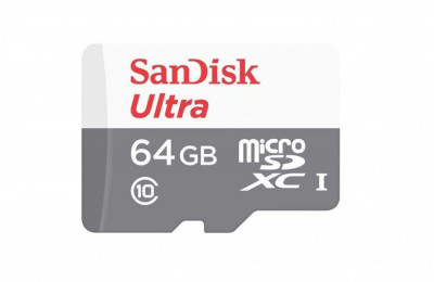 Micro secure digital card sandisk 64gb clasa 10 reading speed: 100mb/s + sd adapter foto