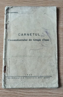 Carnetul Comandantului de Grupa ( Tun) al Regimentului 39 Artilerie , Bat I 1942 foto