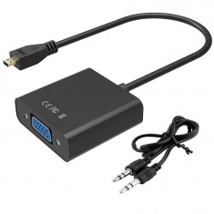 Adaptor CIMUTO micro HDMI - VGA, de calitate superioara, cablu audio inclus