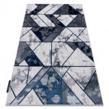 Covor DE LUXE modern 632 Geometric - structural cremă / albastru inchis, 140x190 cm, Dreptunghi, Poliester
