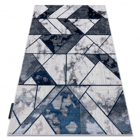 Covor DE LUXE modern 632 Geometric - structural cremă / albastru inchis, 140x190 cm