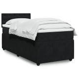Cumpara ieftin Pat box spring cu saltea, negru, 80x200 cm, catifea