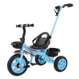 Tricicleta copii, 3 ani+, maner parental detasabil, roti spuma EVA, maxim 40 kg, albastra