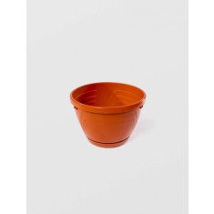 Ghiveci Lux cu Tava, STERK, 21.5X14.5 cm, Plastic Maro