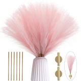 Set 3 Fire Iarba de Pampas Artificiala pentru, Amenajari si Decoratiuni Interioare, Material de Calitate Premium, Matase Fina, Inaltime 43.5 cm, Roz S