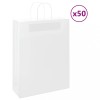VidaXL Pungi de h&acirc;rtie 50 buc cu m&acirc;nere albe 32x12x42 cm 4101606