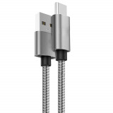 Cablu de date Lemontti Textil, USB Type-C, Gri