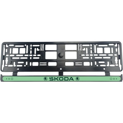 Set 2 bucati, suport numar inmatriculare Skoda Green foto