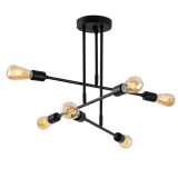 Cumpara ieftin Lustra cu sase lumini PWL-0102, E27 negru, 75x50 cm
