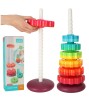 Jucarie educationala Turn piramida, pentru stivuire, roată spirală, Plastic, 12 luni +, Curcubeu