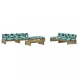 Set mobilier de gradina cu perne, 6 piese, lemn de pin tratat