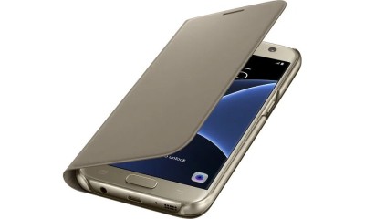 Husa de protectie Samsung S7 flip wallet auriu foto