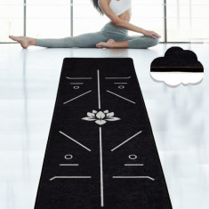 Saltea fitness/yoga/pilates Bikram, Chilai, 60x200 cm, poliester, negru