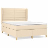 Cumpara ieftin Pat continental cu saltea, crem, 140x200 cm, material textil