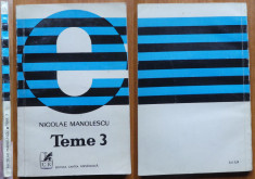 Nicolae Manolescu , Teme 3 , editia 1 cu autograf catre Ion Coteanu , 1978 foto