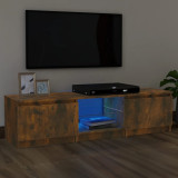 Comodă TV cu lumini LED, stejar fumuriu, 140x40x35,5 cm, vidaXL