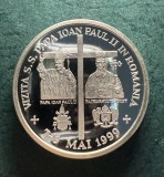 100 Lei 1999 Argin Proof Vizita S.S. Papa Ioan Paul II in Romania 7-9 Mai 1999