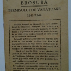 Broșura permisului de vânătoare, București 1943/1944