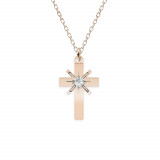 Elif - Colier personalizat cruce din argint 925 placat cu aur roz si Cristal Swarovski