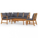 vidaXL Set mobilier de grădină cu perne, 5 piese, lemn masiv acacia