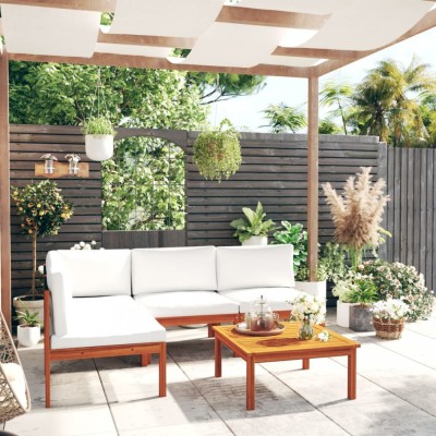 Gossi set mobilier gradina cu perne, crem, 5 piese, lemn masiv acacia foto