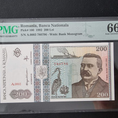 PMG 66 Bancnota gradata 200 lei 1992