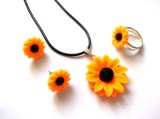 set colier , inel si cercei cu floarea soarelui din rasina 47344