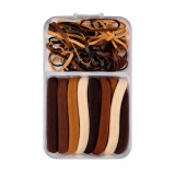 Cumpara ieftin Set 70 elastice subtiri si 10 bentite textile maro bej in cutie organizator, accesorii par femei