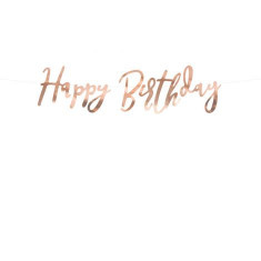 Banner happy birthday rose gold 16.5x62 cm