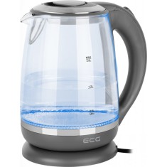 Cana electrica fierbator din sticla ECG RK 2020 gri, 2 L, 2200 W, lumina