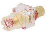 Soclu Banană 3mm 60A Roșie Transparentă Aurită 20m&Omega;
