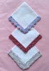 Lot de 3 batiste Vintage cu margine crosetata manual si broderie