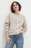 Answear Lab cardigan de lana culoarea bej