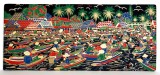 Piata plutitoare thailandeza - Tablou textil cu serigrafie in 6 culori pe matase 55 x 24 cm