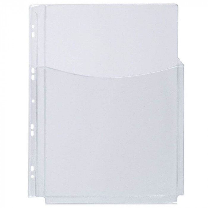 Set 5 Folii 3/A4 de Protectie Documente pentru Catalog, 249x313 mm,Tip Cristal, 180 MIC, Transparente, Folie pentru Protectie Documente Q-CONNECT, Fol