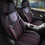 Set Huse Scaune Auto pentru Dacia Logan MCV - Panda Berlin, negru cu cusatura rosie, 11 piese