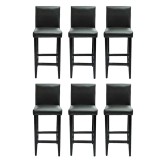 Cumpara ieftin Scaune de bar, 6 buc., negru, piele ecologica