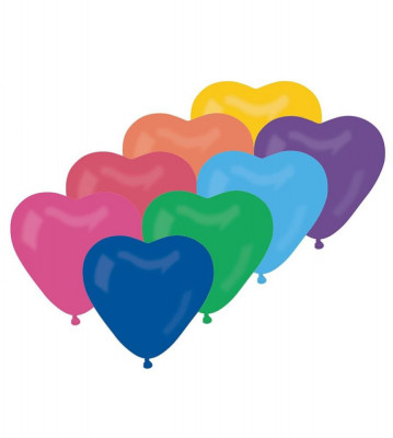 Set 50 baloane in forma de inima multicolor 25 cm foto